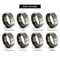 font options for inside engraving on gunmetal & silver radio antenna tower rings