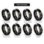 font options for inside engraving on black & gray radio handset rings