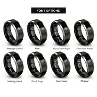 font options for inside engraving on black & gray radio handset rings