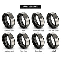 font options for inside engraving on black & silver radio handset rings