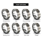 font options for inside engraving on silver radio handset rings
