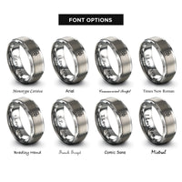 font options for inside engraving on silver radio handset rings