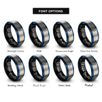 font options for inside engraving on black & blue & grey radio telescope dish rings
