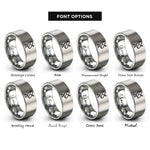 font options for inside engraving on grey radio telescope dish rings