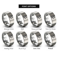 font options for inside engraving on grey radio telescope dish rings