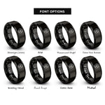font options for inside engraving on black radioactive rings