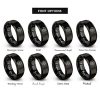 font options for inside engraving on black radioactive rings