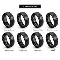 font options for inside engraving on black radiology badge rings