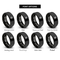 font options for inside engraving on black radiology badge rings