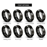 font options for inside engraving on black & gray raft paddle rings