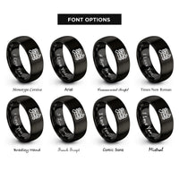 font options for inside engraving on black raft paddle rings