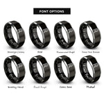 font options for inside engraving on black & silver raidho rings