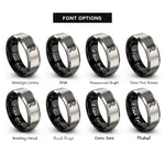 font options for inside engraving on black & gray raidho rings