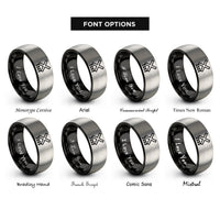 font options for inside engraving on black & gray rail crossing sign rings