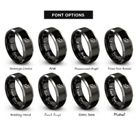 font options for inside engraving on black & silver rail route nodes rings