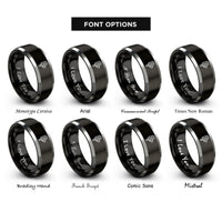 font options for inside engraving on black & grey rail signal light rings