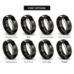 font options for inside engraving on black & grey rail tracks rings