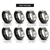 font options for inside engraving on black & gray railroad crossing sign rings