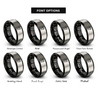 font options for inside engraving on black & gray railroad crossing sign rings