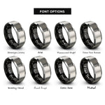font options for inside engraving on black & grey railroad spike rings