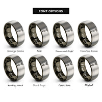 font options for inside engraving on gunmetal & silver railroad spike rings