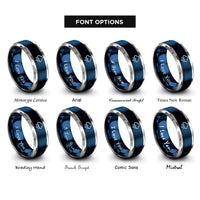 font options for inside engraving on blue & silver rain cloud rings