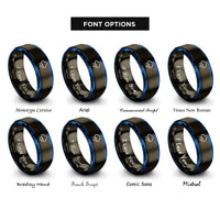 font options for inside engraving on gunmetal & blue rain cloud rings