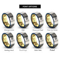 font options for inside engraving on gold & blue & silver rainbow flag rings