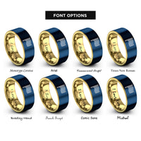 font options for inside engraving on gold & blue rainbow flag rings
