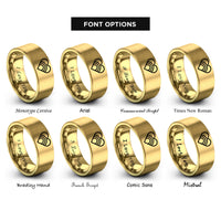 font options for inside engraving on gold rainbow heart rings