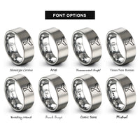 font options for inside engraving on grey rainbow whale tail rings