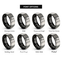 font options for inside engraving on black & silver raised flag rings
