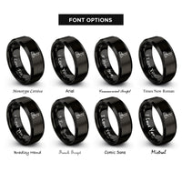 font options for inside engraving on black raised flag rings