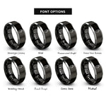 font options for inside engraving on black & silver raised hand rings