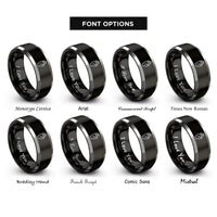 font options for inside engraving on black & silver raised hand rings