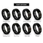 font options for inside engraving on black raised hand rings