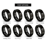 font options for inside engraving on black raised hand rings
