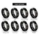 font options for inside engraving on black & silver rake rings