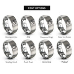 font options for inside engraving on gray rally stopwatches rings