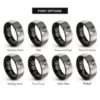 font options for inside engraving on black & silver ram rings