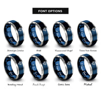 font options for inside engraving on blue & silver ram rings