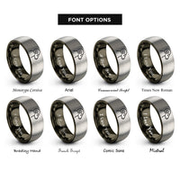 font options for inside engraving on gunmetal & silver ram rings