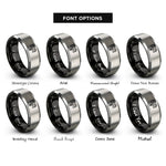 font options for inside engraving on black & grey ram skull rings