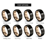 font options for inside engraving on black & rose gold ramadan lantern (fanous) rings
