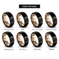 font options for inside engraving on black & rose gold ramadan lantern (fanous) rings
