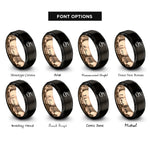 font options for inside engraving on black & rose gold ramen bowl rings