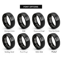 font options for inside engraving on black ramp waves rings