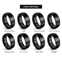 font options for inside engraving on black ramp waves rings