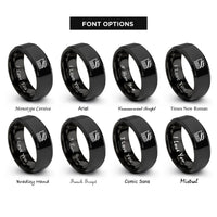 font options for inside engraving on black ramp waves rings