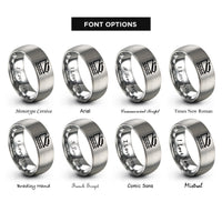 font options for inside engraving on grey ramp waves rings